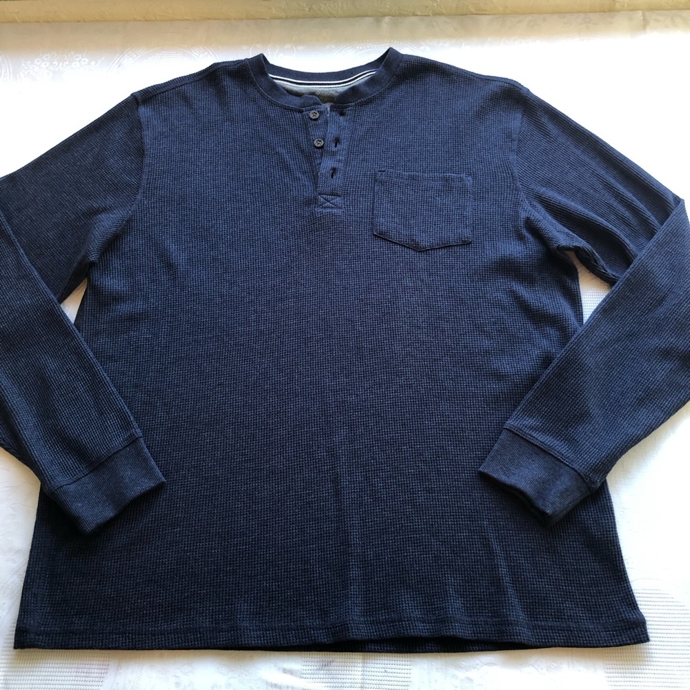 Member’s Mark Navy Blue Warm Thermal Henley Long Sleeves Shirt Men’s Size XL
